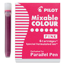 Pilot Parallel Pen Mixable Colour Ink Refills - Pink, single cartridge next to packaging