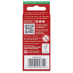 Manuscript Ink Refills - Black, Pkg of 12, back of the packaging