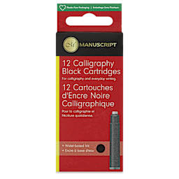 Manuscript Ink Refills - Black, Pkg of 12, front of the packaging