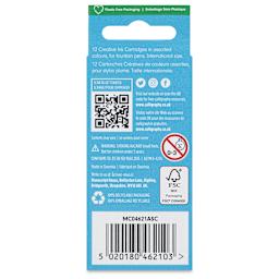 Manuscript Ink Refill Set - Assorted Colors, Set of 12, back of the packaging