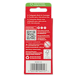 Manuscript Ink Refills - Black, Pkg of 24, back of the packaging