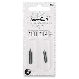 Speedball Hunt Fine Point Pen Nib - #100 Artist Round and #104 Finest Drawing, front of packaging