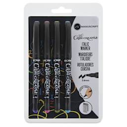 Manuscript CalliCreative Italic Markers - Assorted Colors, Set of 4, Broad Point, front of the packging
