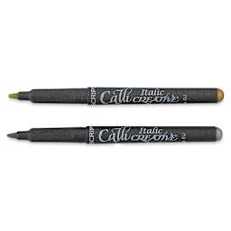 Manuscript CalliCreative Italic Marker- Gold and Silver, Pkg of 2, shown horizontally and uncapped