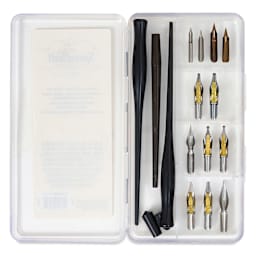 Speedball Calligraphy Storage Set - Drawing and Lettering, contents shown inside the storage box