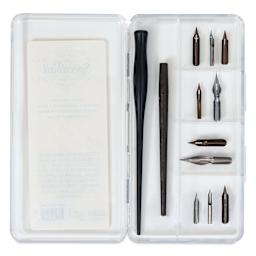Speedball Calligraphy Storage Set - Drawing, contents showin inside storage box