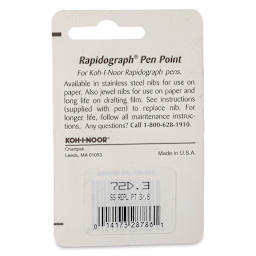 Koh-I-Noor Rapidograph Pen Replacement Point - 3, 0.80 mm Tip back of package