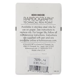 Koh-I-Noor Rapidograph Pen Replacement Point - 4, 1.20 mm Tip back of package