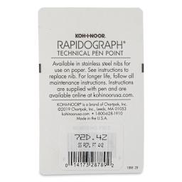Koh-I-Noor Rapidograph Pen Replacement Point - 4x0, 0.18 mm Tip back of package