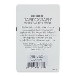 Koh-I-Noor Rapidograph Pen Replacement Point - 6x0, 0.13 mm Tip back of package