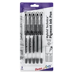 Pentel Arts Hybrid Technica Pen Set - Black, Set of 5