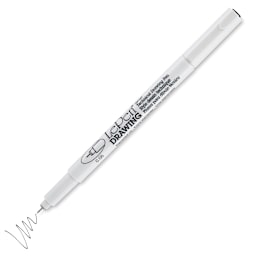 Marvy Uchida LePen Technical Drawing Pen - 0.05 mm Tip, Black (cap off with example swatch)