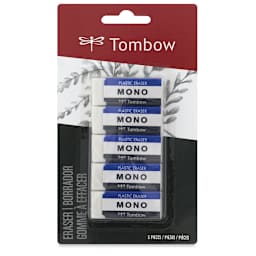 Tombow Mono Eraser - Front view of blister package of 5 Erasers
