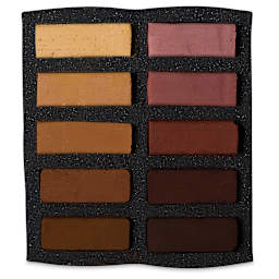 Art Spectrum Extra Soft Square Pastel - Australian Earths Set of 10 shown in tray