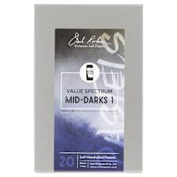 Richeson Soft Handrolled Pastels - Mid Darks 1, Set of 20 - front of packaging