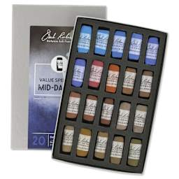 Richeson Soft Handrolled Pastels - Mid Darks 1, Set of 20