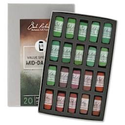 Richeson Soft Handrolled Pastels - Mid Darks 2, Set of 20