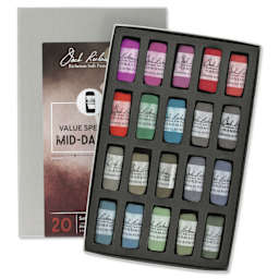 Richeson Soft Handrolled Pastels - Mid Darks 3, Set of 20