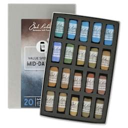 Richeson Soft Handrolled Pastels - Mid Darks 4, Set of 20