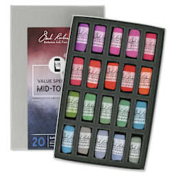Richeson Soft Handrolled Pastels - Mid Tones 1, Set of 20