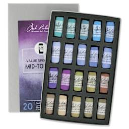Richeson Soft Handrolled Pastels - Mid Tones 2, Set of 20