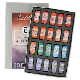 Richeson Soft Handrolled Pastels - Mid Tones 4, Set of 20