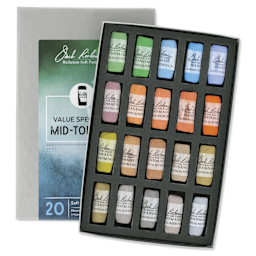 Richeson Soft Handrolled Pastels - Mid Tones 5, Set of 20