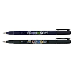 Tombow Fudenosuke Brush Pens - Pkg of 2, Black, Full view of brushes