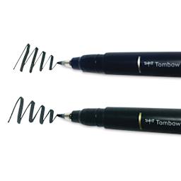 Tombow Fudenosuke Brush Pens - Pkg of 2, Black, with example of lines