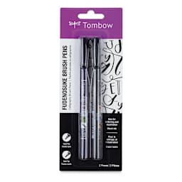 Tombow Fudenosuke Brush Pens - Pkg of 2, Black, Brushes inside package