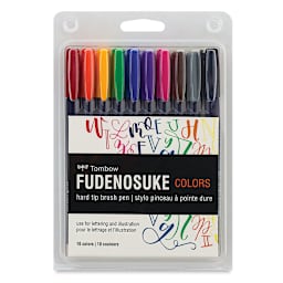 Tombow Fudenosuke Brush Pens - Set of 10, Assorted Colors, Brushes inside package