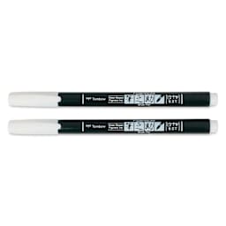 Tombow Fudenosuke Brush Pens - Pkg of 2, White pens out of package