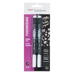 Tombow Fudenosuke Brush Pens - Pkg of 2, White