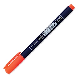 Tombow Fudenosuke Brush Pen - Red Neon, Hard Tip with cap on