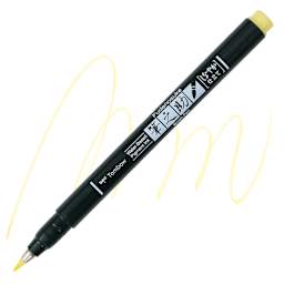 Tombow Fudenosuke Brush Pen - Pale Yellow Pastel, Soft Tip pen and swatch