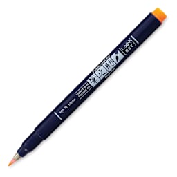 Tombow Fudenosuke Brush Pen - Orange Neon, Hard Tip