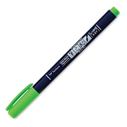 Tombow Fudenosuke Brush Pen - Green Neon, Hard Tip with cap on