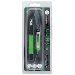 Manuscript Curve Fountain Pens - Front of blister package of Green pen