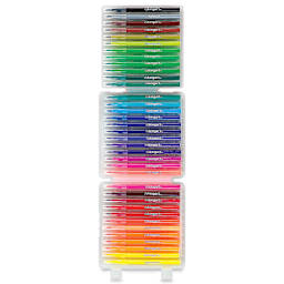 Kingart Watercolor Brush Marker Sets - 36 pc Package shown open with Markers in 3 trays