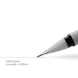 Winsor & Newton Fineliner - Black, 0.05 mm, close-up of the showing line width