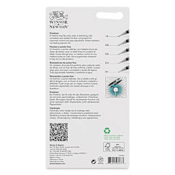 Winsor & Newton Fineliner - Black, Set of 5, back of the packaging