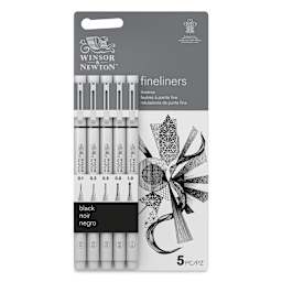 Winsor & Newton Fineliner - Black, Set of 5, front of the packaging