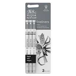 Winsor & Newton Fineliner - Black, Extra Fine, Set of 3, front of the packaging