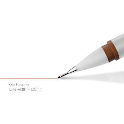 Winsor & Newton Fineliner - Sepia, 0.5 mm, close-up displaying line width