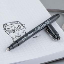 Pentel Arts Pointliner Pen - Black, 0.3 mm (being used to draw a face)
