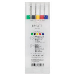 Uni Emott Fineliners - Set of 5, Vivid Colors (back of package)
