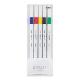 Uni Emott Fineliners - Set of 5, Vivid Colors (front of package)