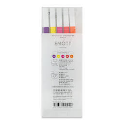 Uni Emott Fineliner Sets - Front of package of Set of 5 Passion Colors