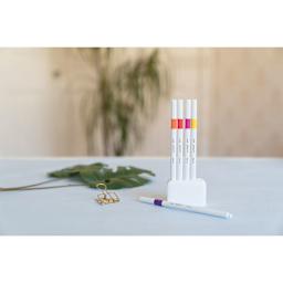 Uni Emott Fineliners - Set of 5, Passion Colors (set with one pen uncapped)