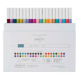 Uni Emott Fineliners - Set of 40 (back of package with lid off)
